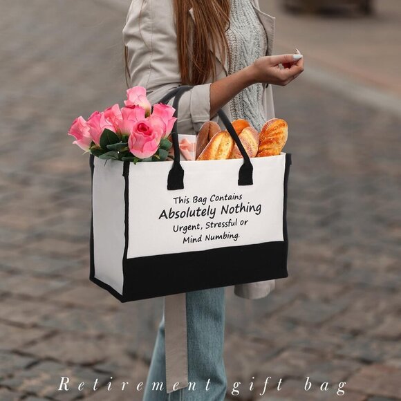 Brand New Canvas Tote Black Compact Stylish - Picture 2 of 6